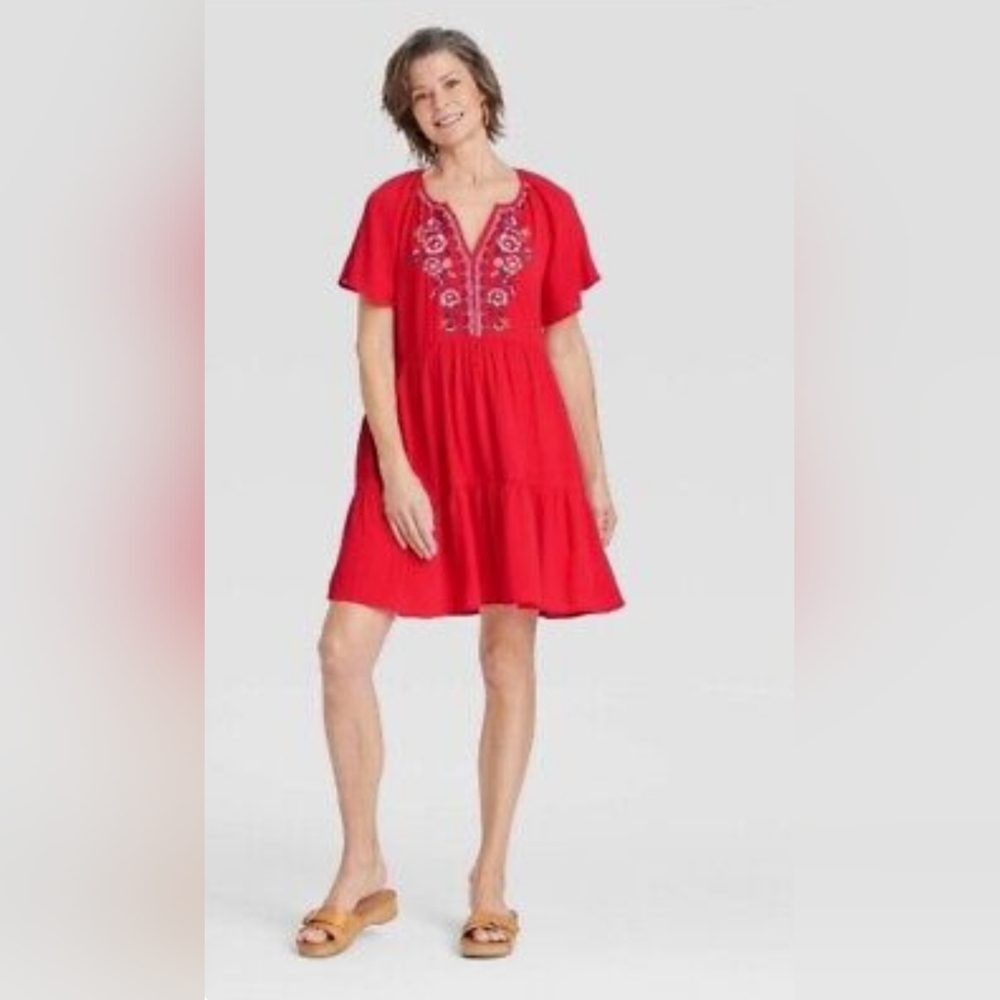 Womens Plus Size Embroidery Dress